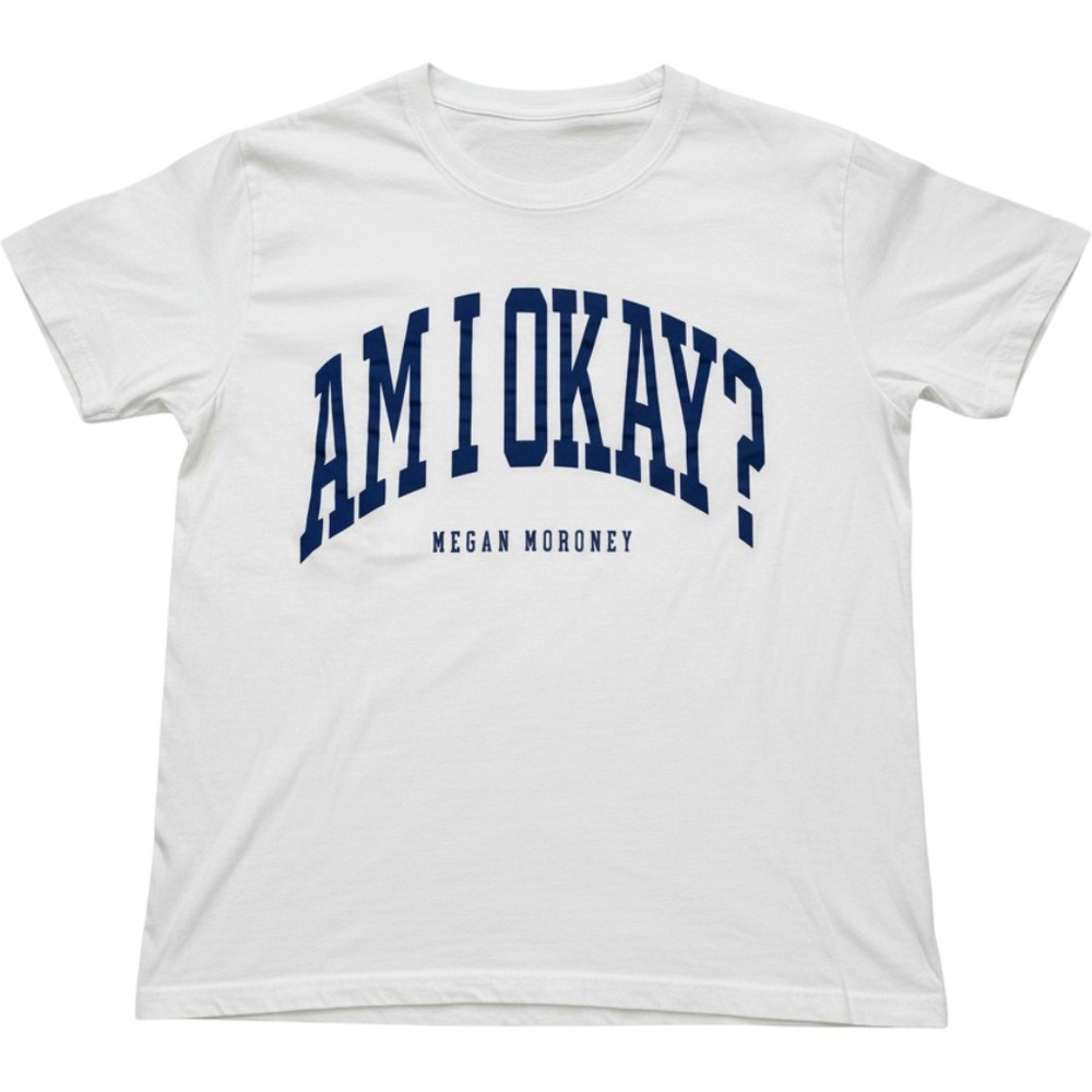 Megan Moroney Am I Okay Graphic T-Shirt Women Medium White Blue Concert Merch